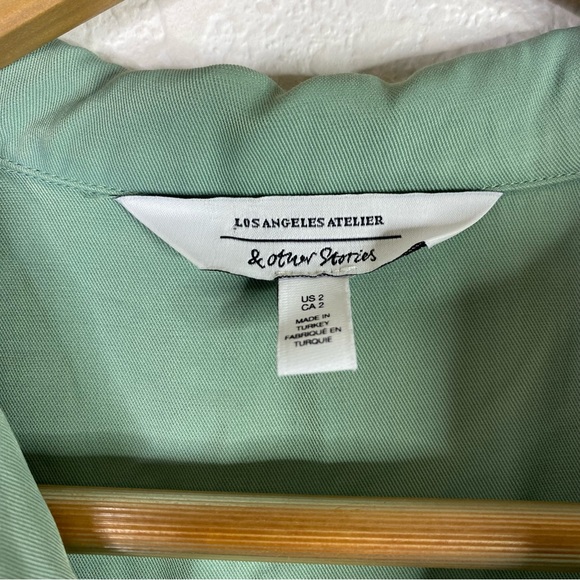 & Other Stories Green Satin Shirt Midi Dress - Picture 4 of 6